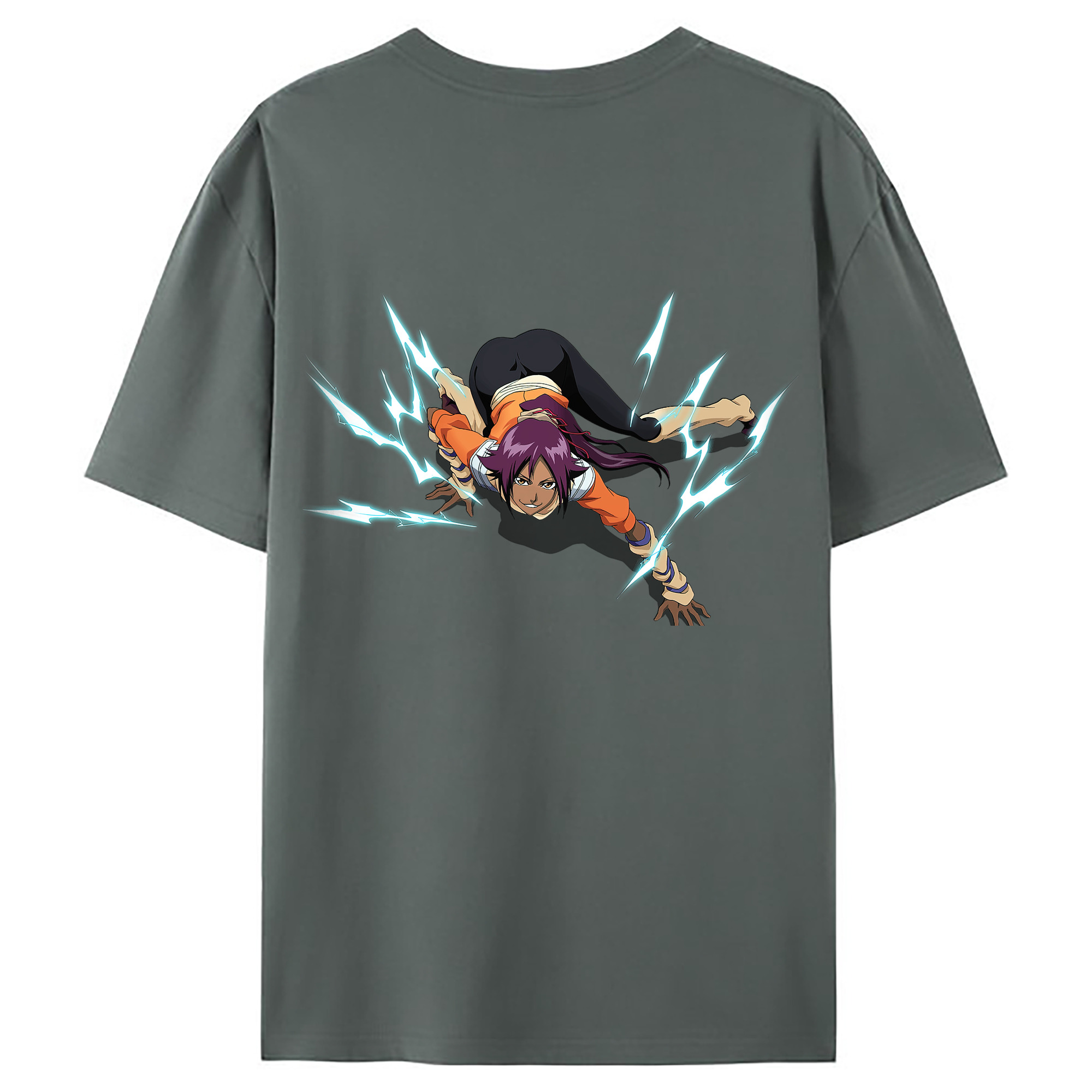 （画像用） ブリーチ 四楓院 夜一（しほういん よるいち） BLEACH Shihouin Yoruichi 綿100％ メンズ半袖Tシャツ（バックプリント） 通気性